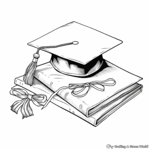 School Graduation Cap and Certificate Coloring Pages 4