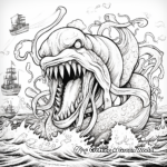 Sea Monster Battle: Epic Scene Coloring Pages 3