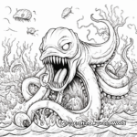 Sea Monster Battle: Epic Scene Coloring Pages 4