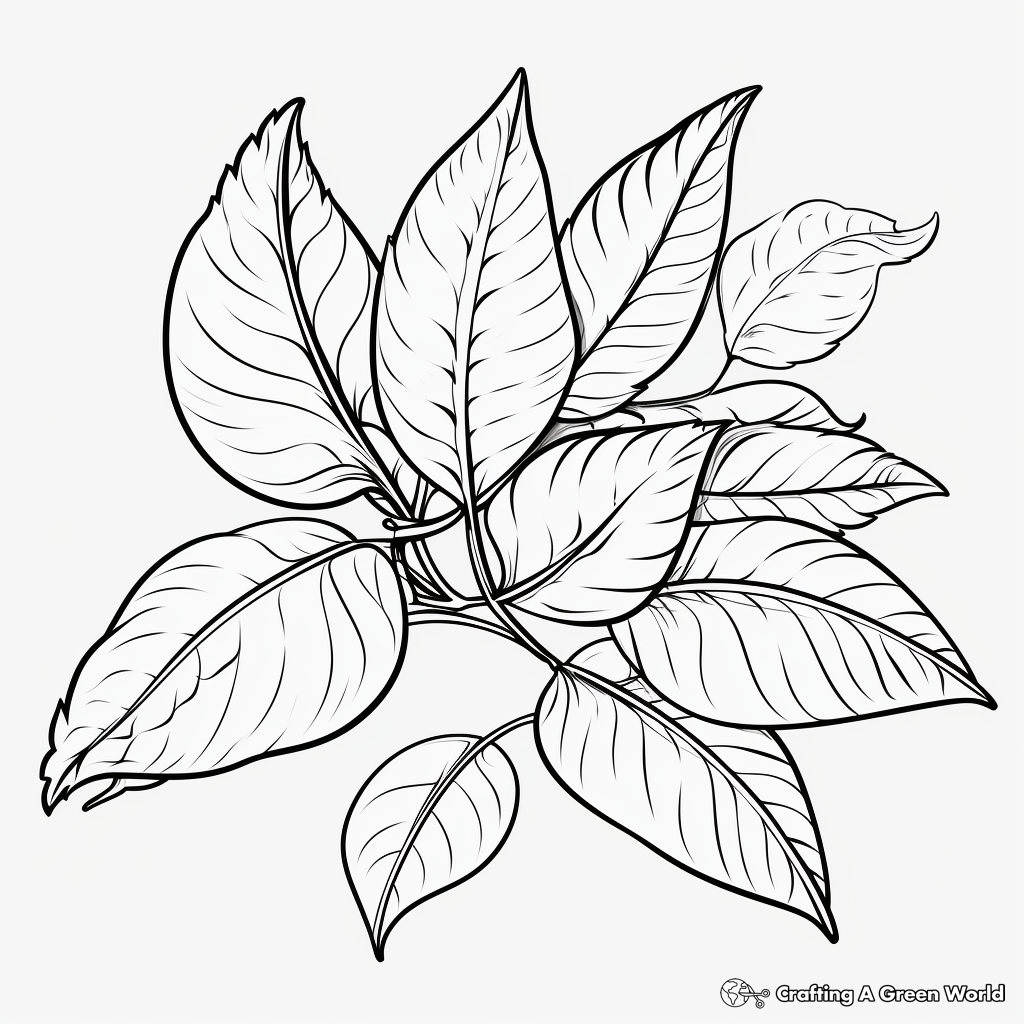 Seasonal Fall Leaves Clip Art Coloring Pages 1