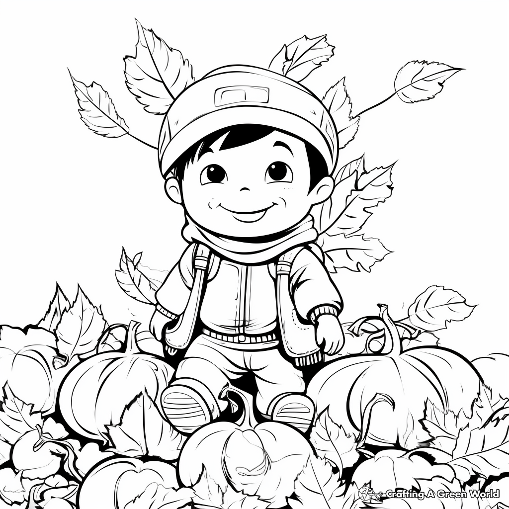 Seasonal Fall Leaves Clip Art Coloring Pages 2
