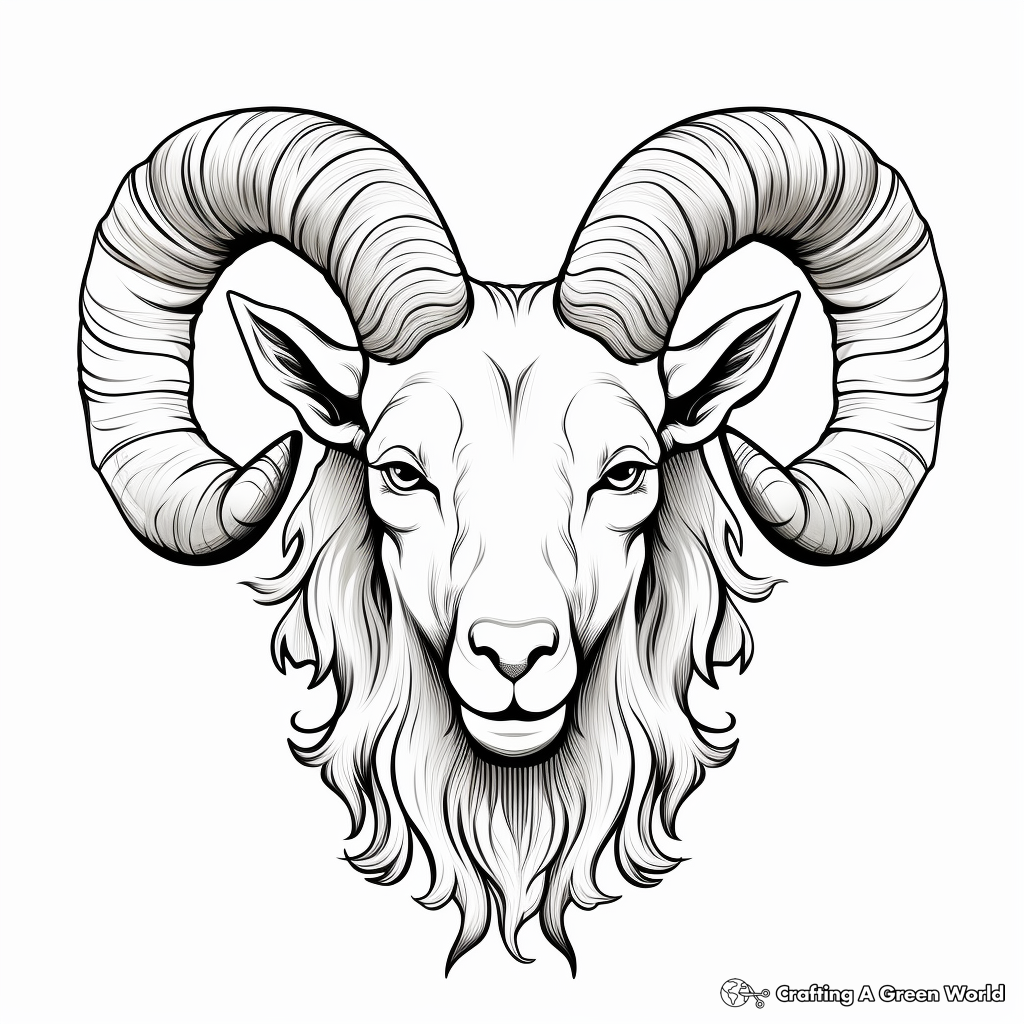 Sheep Head with Horns Coloring Pages 1