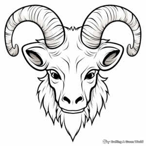 Sheep Head with Horns Coloring Pages 2