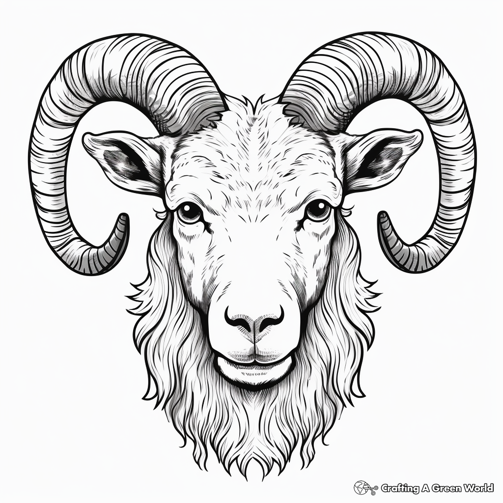 Sheep Head with Horns Coloring Pages 3