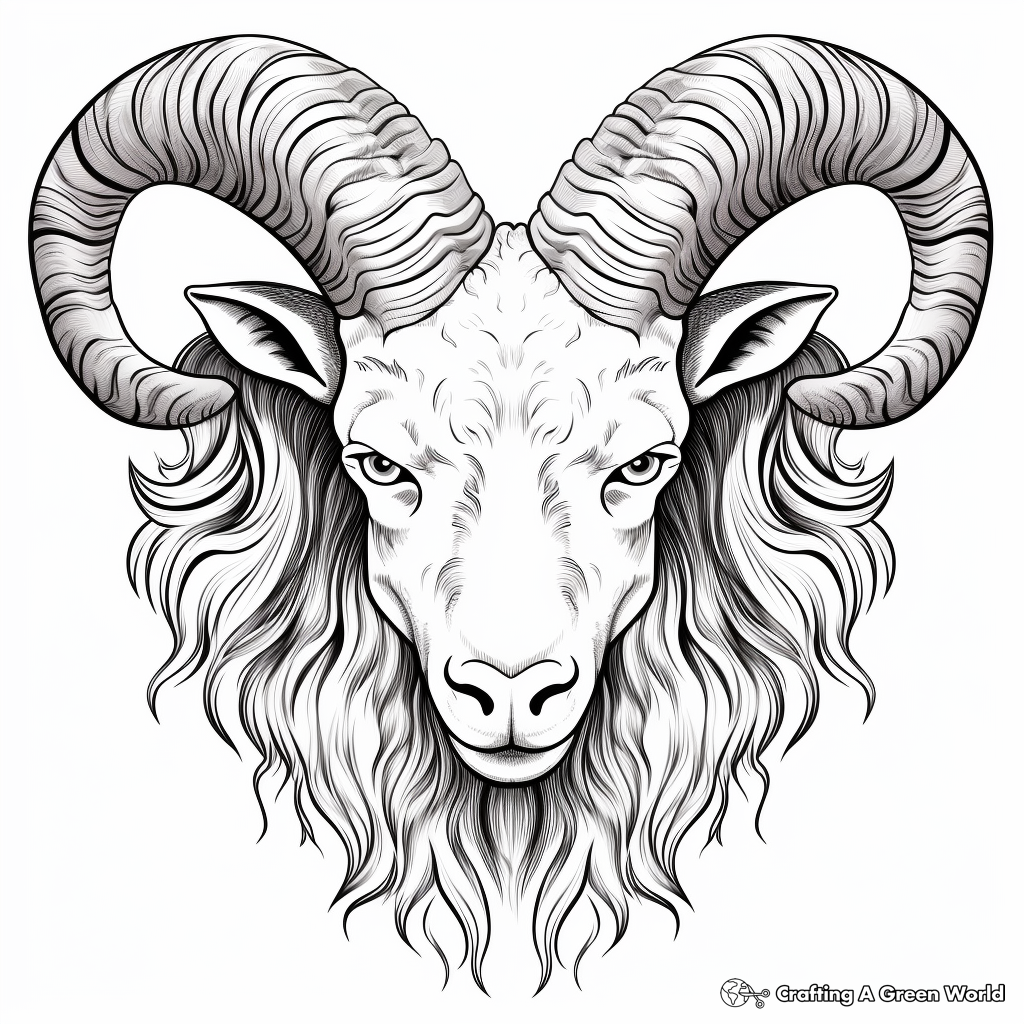 Sheep Head with Horns Coloring Pages 4