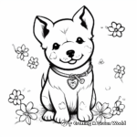 Shiba Inu with Cherry Blossoms Coloring Pages 1