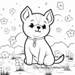 Shiba Inu with Cherry Blossoms Coloring Pages 3