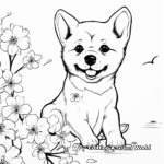 Shiba Inu with Cherry Blossoms Coloring Pages 4