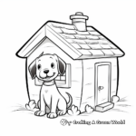 Simple Dog Kennel Coloring Pages for Children 1