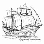 Simple Pirate Sloop Coloring Pages for Children 1
