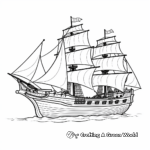 Simple Pirate Sloop Coloring Pages for Children 2