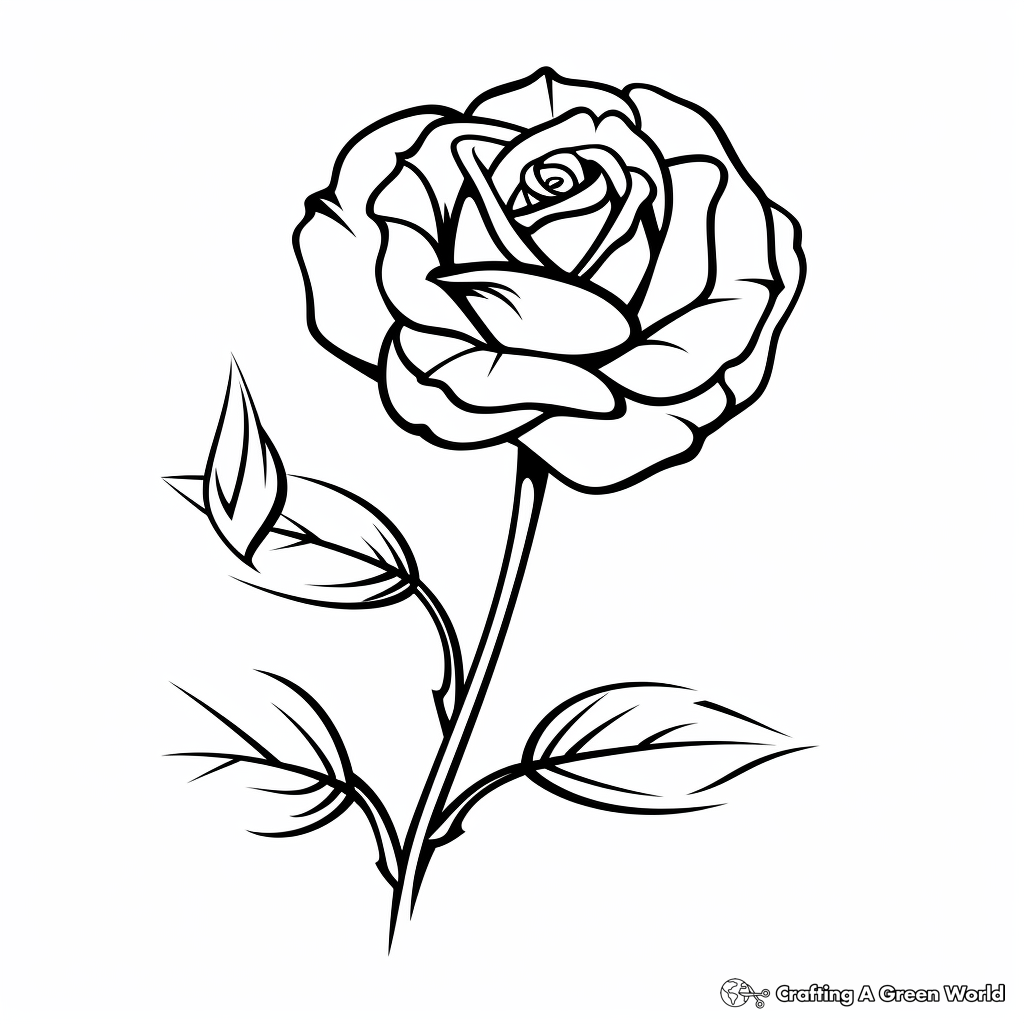 Simple Rose Bud Coloring Pages for Children 1