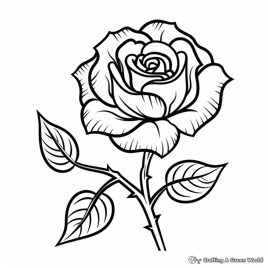 Simple Rose Bud Coloring Pages for Children 2