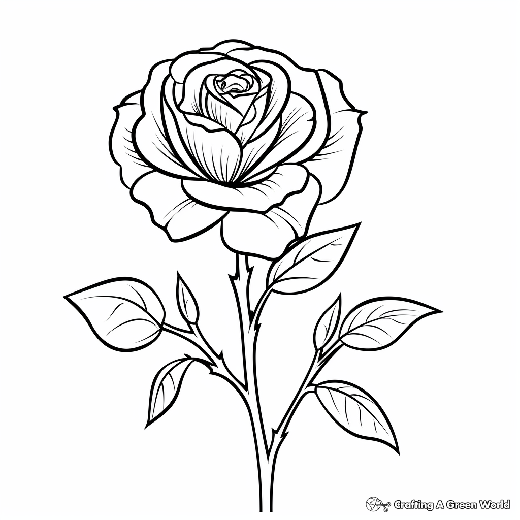 Simple Rose Bud Coloring Pages for Children 3