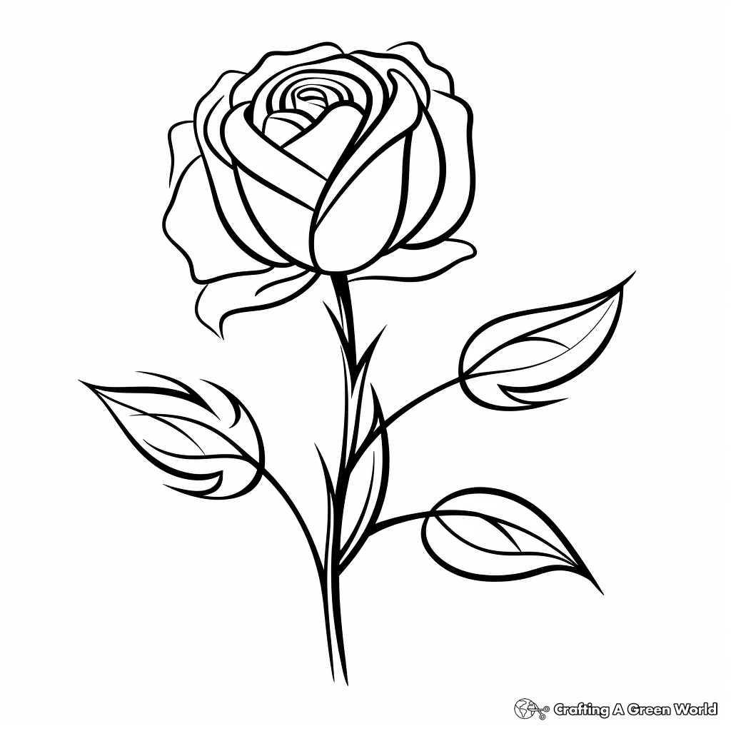 Simple Rose Bud Coloring Pages for Children 4