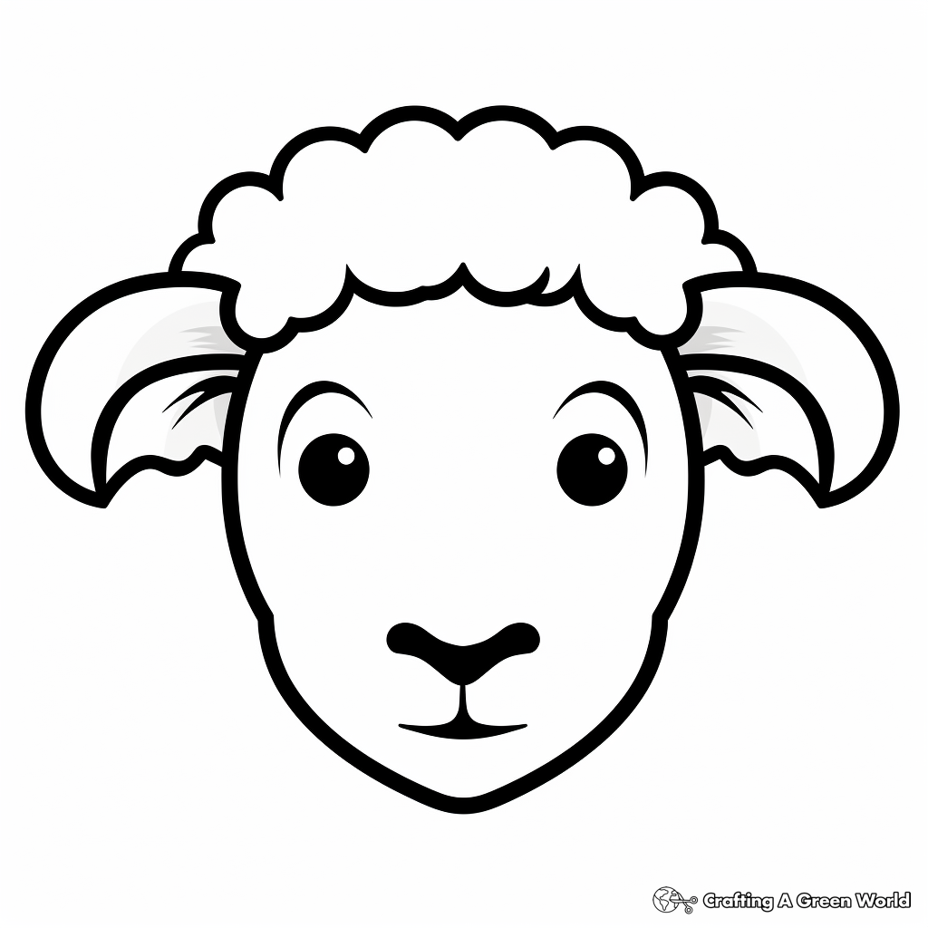 Simple Sheep Head Coloring Pages for Toddlers 2