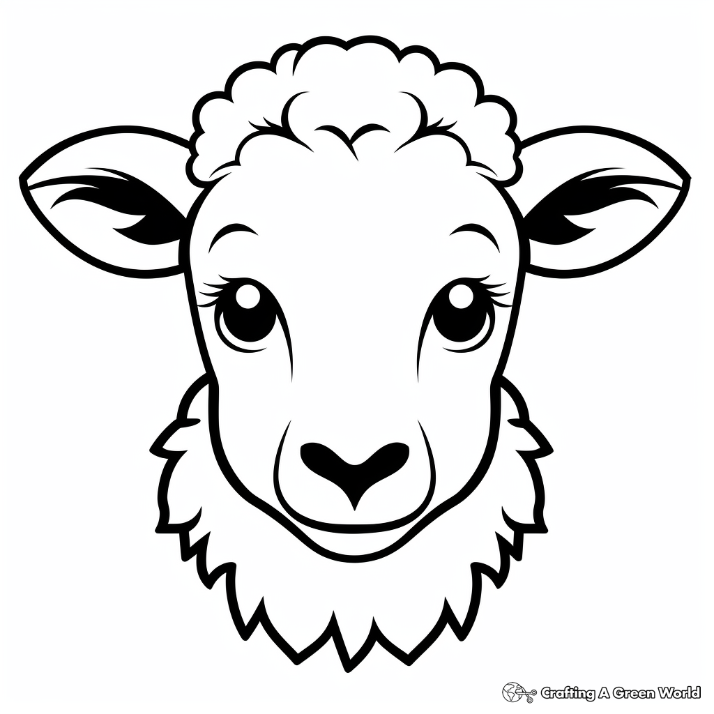Simple Sheep Head Coloring Pages for Toddlers 3