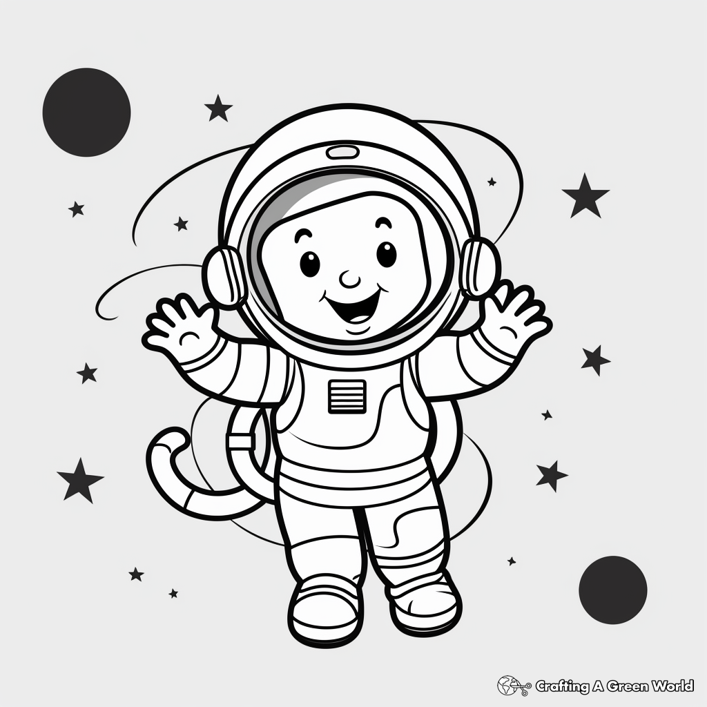 Simple Space Clip Art Coloring Pages for Kids 1