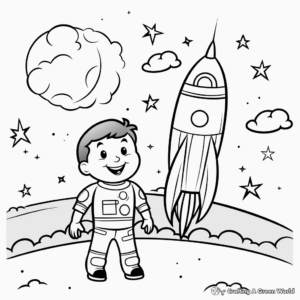 Simple Space Clip Art Coloring Pages for Kids 2