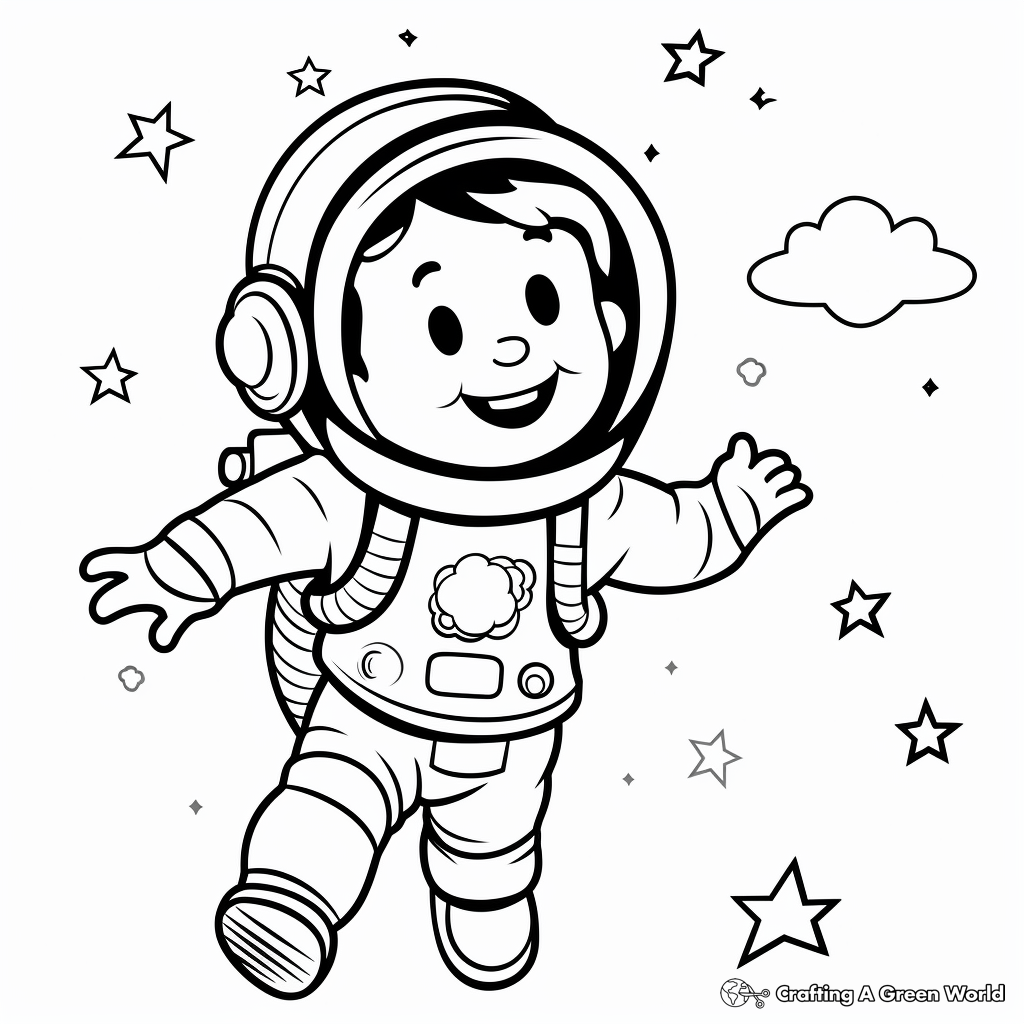 Simple Space Clip Art Coloring Pages for Kids 3