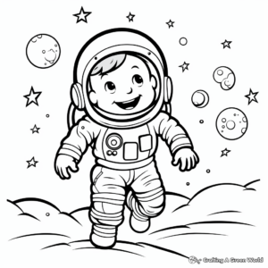 Simple Space Clip Art Coloring Pages for Kids 4