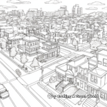Simple Suburban City Coloring Pages for Children 4
