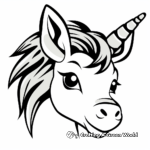 Simple Unicorn Head Coloring Pages for Kids 4