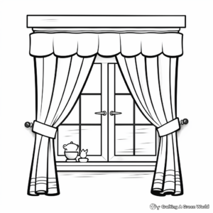 Simple Window with Curtains Coloring pages for Children 1