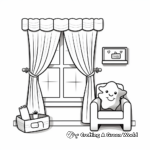 Simple Window with Curtains Coloring pages for Children 3