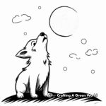 Simple Young Wolf Howling at the Moon Coloring Pages for Children 1