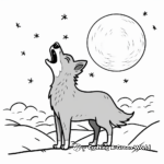 Simple Young Wolf Howling at the Moon Coloring Pages for Children 2