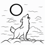 Simple Young Wolf Howling at the Moon Coloring Pages for Children 3