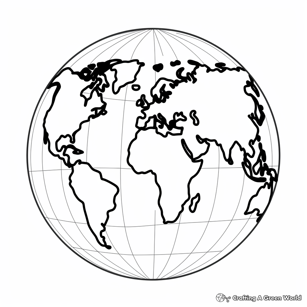 Simplified Globe Map Coloring Pages 2