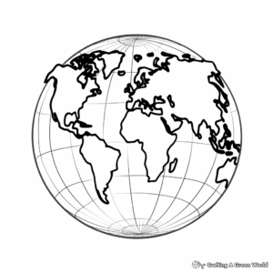 Simplified Globe Map Coloring Pages 4