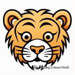 Simplified Tiger Face Coloring Sheets for Kids 1