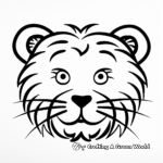 Simplified Tiger Face Coloring Sheets for Kids 4