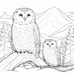 Snowy Owls in Winter Scene Coloring Pages 1
