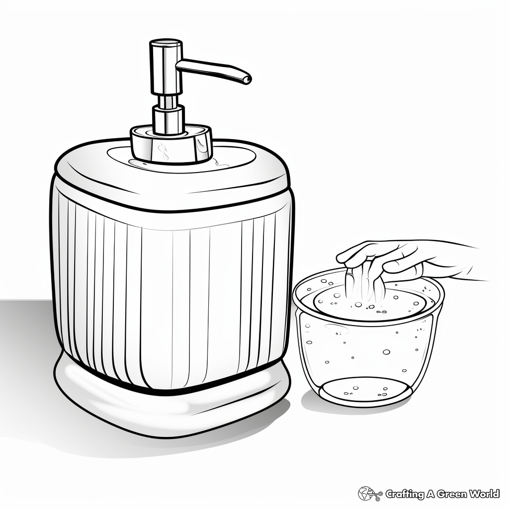 Soap Dispenser and Hand Soap Coloring Pages 1