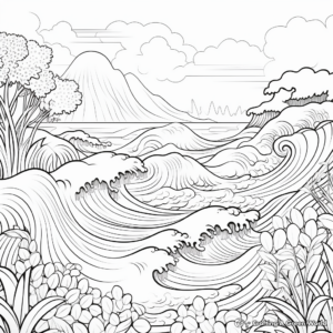 Soothing Ocean Waves Positivity Coloring Pages 2