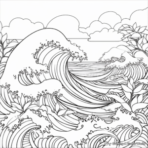 Soothing Ocean Waves Positivity Coloring Pages 3