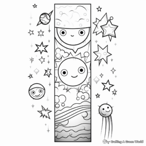 Space and Stars Bookmark Coloring Pages 4