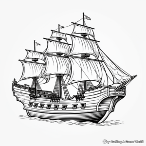 Spanish Galleon Pirate Ship Coloring Pages 1