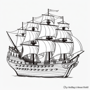 Spanish Galleon Pirate Ship Coloring Pages 2