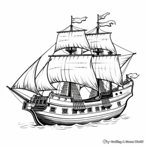 Spanish Galleon Pirate Ship Coloring Pages 3