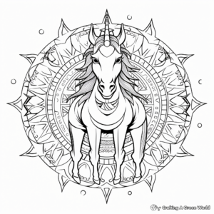 Spiritual Unicorn Horse Mandala Coloring Pages 1