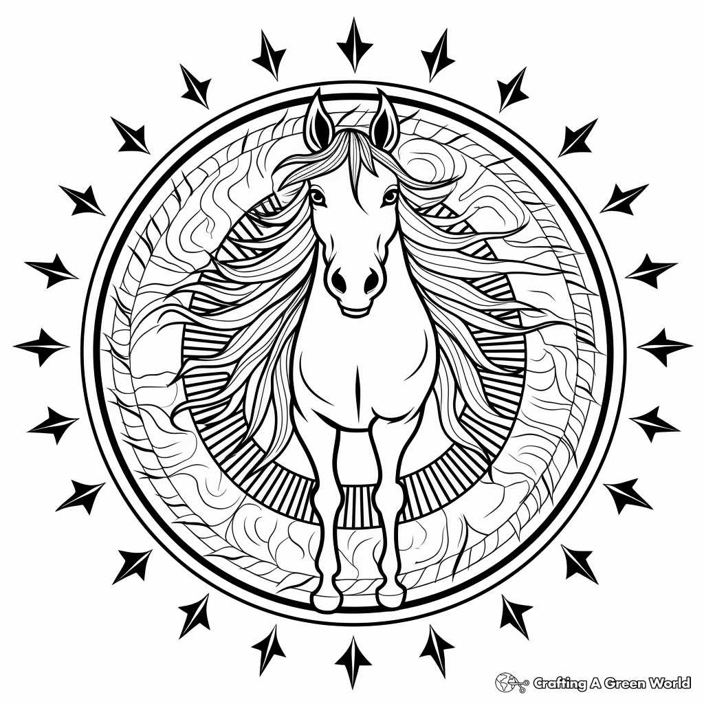 Spiritual Unicorn Horse Mandala Coloring Pages 3