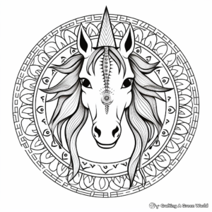 Spiritual Unicorn Horse Mandala Coloring Pages 4