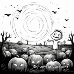 Spooky Pumpkin Patch Under Full Moon Coloring Pages 2