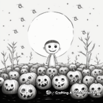 Spooky Pumpkin Patch Under Full Moon Coloring Pages 4