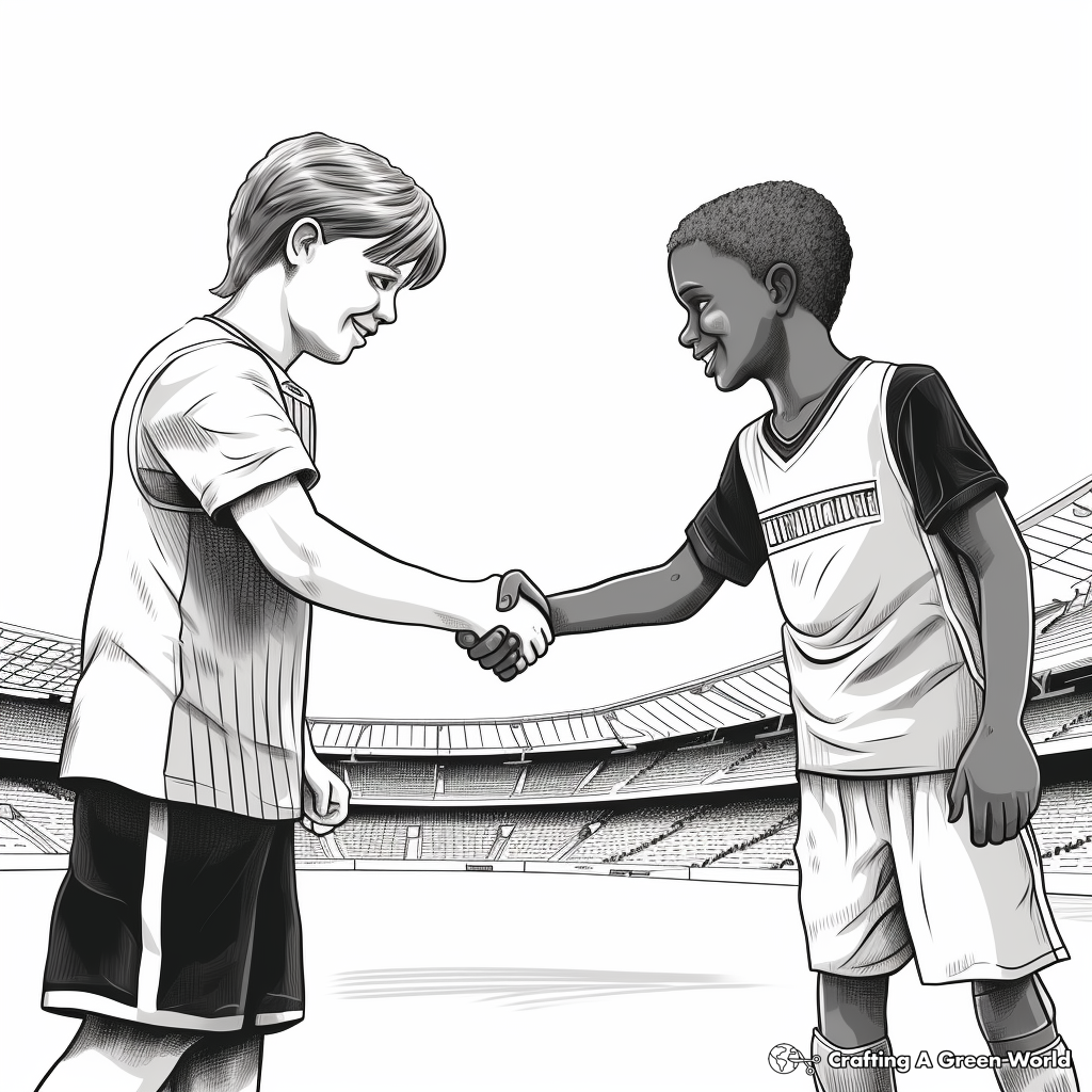 Sportsmanship Handshake Post-Match Football Coloring Pages 1